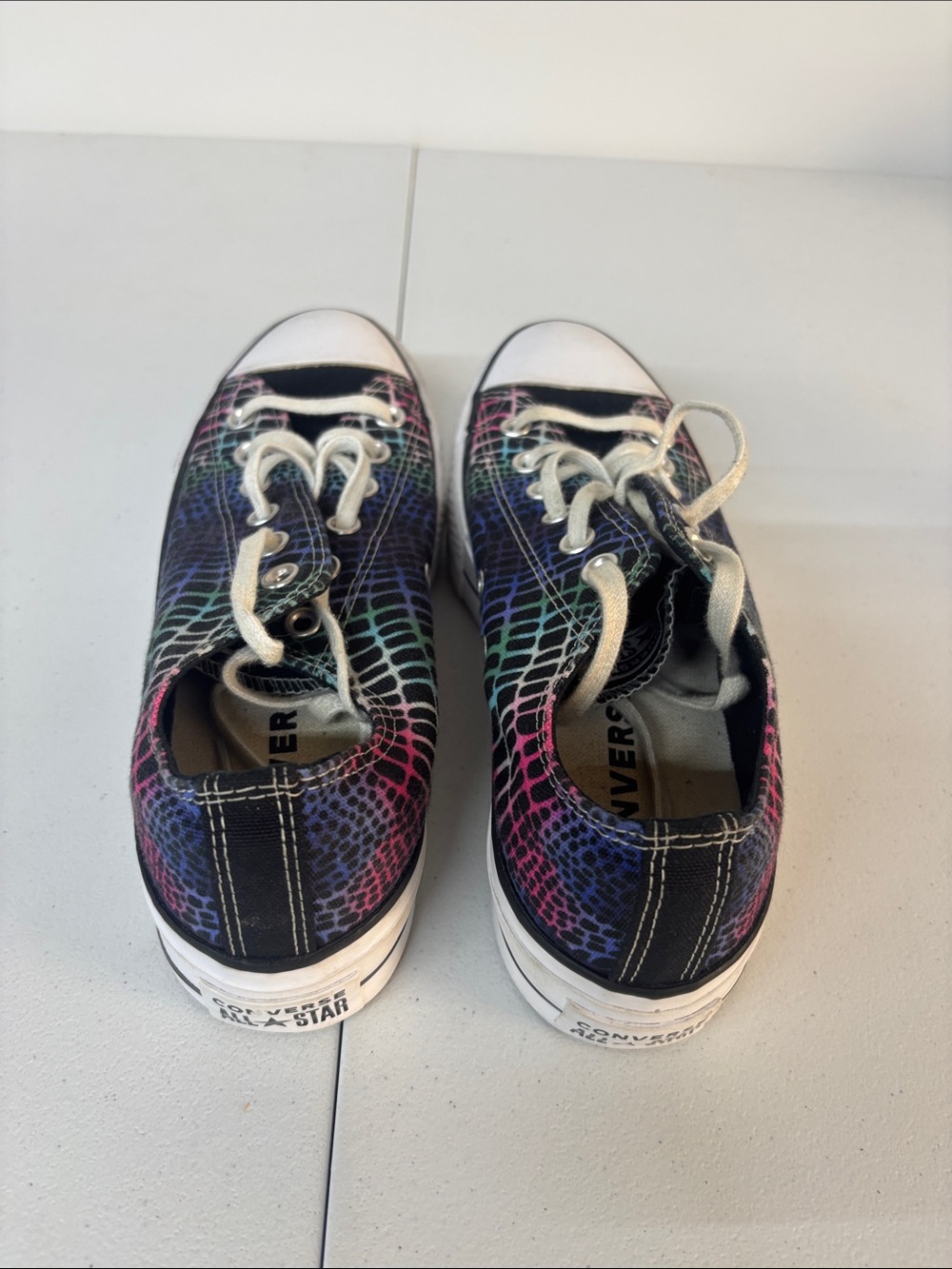 Converse Low Top Sneakers - Black with Rainbow Croc-Scale Print - Picture 4 of 10